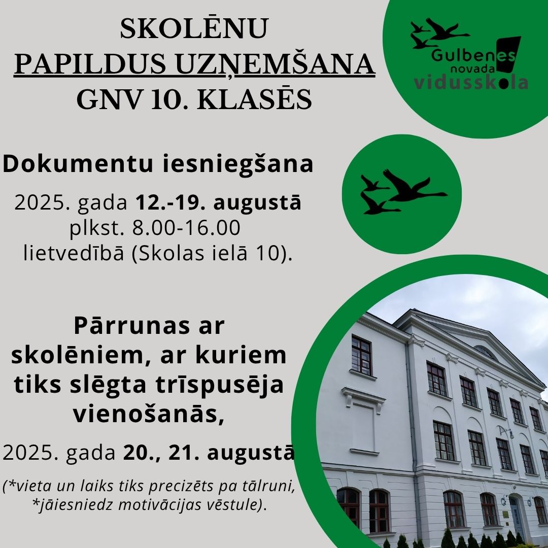 PAPILDUS UZŅEMŠANA 10. klasēs!