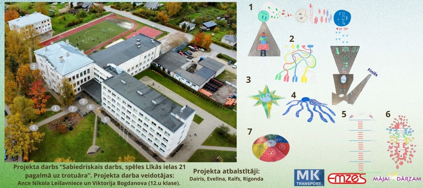 Projekta darbs “Sabiedriskais darbs, spēles Līkās ielas 21 pagalmā uz trotuāra”