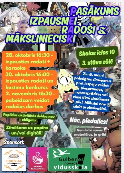 Nāc un izpaudies radoši kopā ar citiem jauniešiem!